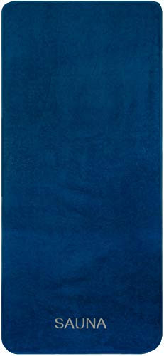 Brandsseller Toalla para sauna con logotipo bordado, 100% algodón, 80 x 180 cm, color azul