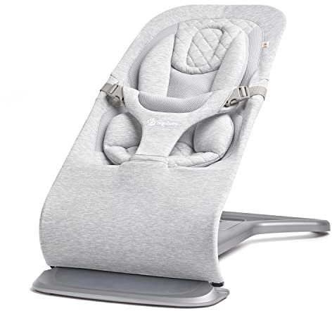 Ergobaby 3-in-1 Evolve Bouncer, Ergonomic Baby Bouncer for Newborns from Birth to Toddler, Baby Swing with Newborn Insert (2.5 kg - 13.2 kg), Light Grey