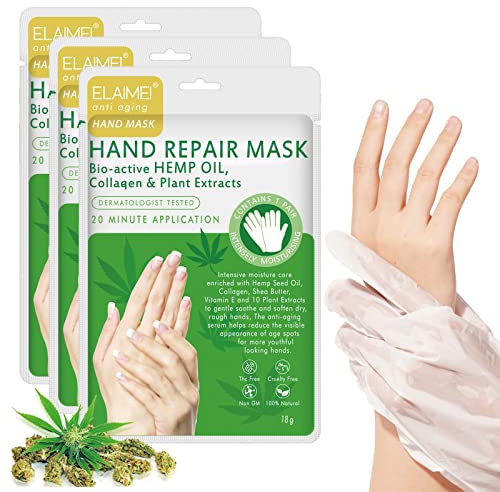 CCKULOOB Handmaske 3 Paar Handmaske für Sehr Trockene Hände Feuchtigkeitshandschuh Handpflege Handschuhe für Trockene Alternde Rissige Hände für Frauen und Männer