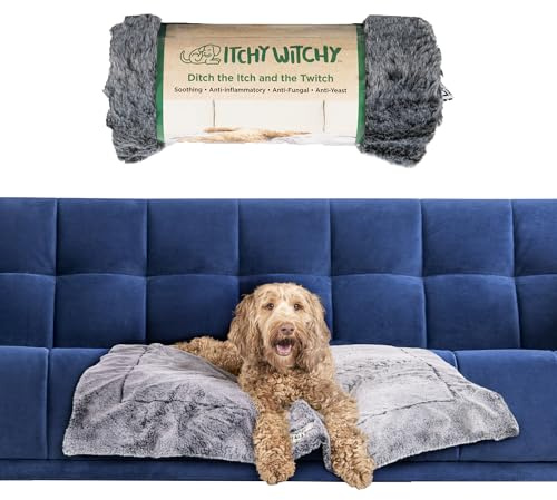 Dog Gone Smart Itchy Witchy Blanket - Soft Velvet & Tipped Faux Fur, Plush Dog Throw Infused with Micro-Encapsulated Essential Oils for a Soothing Skin-Friendly Experience, Black, Medium 30x40 Inches