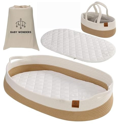 Baby Wonders® Babynest Mit Tragegriff, Baby Korb, Baby Erstausstattung Neugeborene, Wickeltisch Klappbar, Diaper Caddy, Changing Mat, Wickelauflage Abwaschbar, Erstausstattung Für Neugeborene
