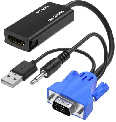 MT-VIKI VGA auf HDMI Adapter mit Audio 1080P Alter PC zu TV Monitor VGA Stecker to HDMI Buchse Converter für Ältere Laptop USB-Strom