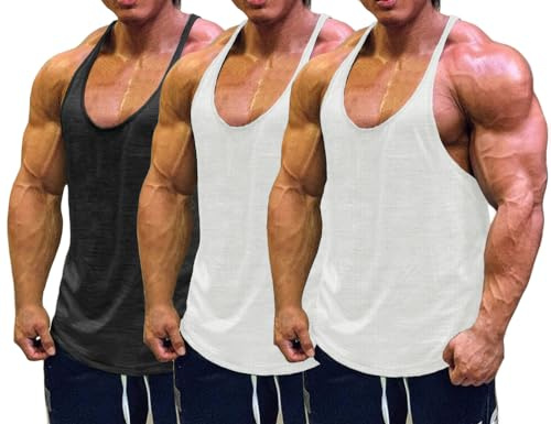 Muscle Cmdr Canotta stringer da uomo per palestra e fitness, canottiera Y-back, maglietta a maniche corte, canotta muscolare da allenamento, per sport, XL