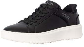 Skechers Uomo Court Break Double Vented Slip-In ALLENATRICE, Black Duraleather / Mesh, 40 EU