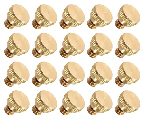 METALLIXITY Latón Nebulización Boquilla Tapón (9mm/0,35) 20uds, Latón UNC10-24 Baja Presión Agua Nebulización Boquilla - para Hogar Jardín Exterior Refrigeración, Oro
