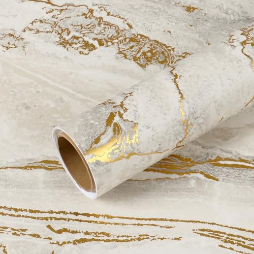 VEELIKE Thick Beige Marble Effect Wallpaper 40cm×900cm Matte Marble Vinyl Wrap for Worktop Bathroom Wallpaper Waterproof Kitchen Counter Top Vinyl Covering Cabinet Contact Paper Self Adhesive