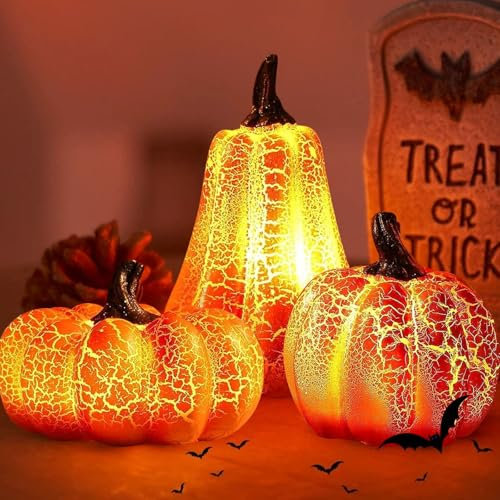 HBWHNIU 3 Pièces Citrouille de Décoration, Citrouille en Résine, Décoration Halloween Citrouille, Décoration d'automne, DéCoration de la Maison