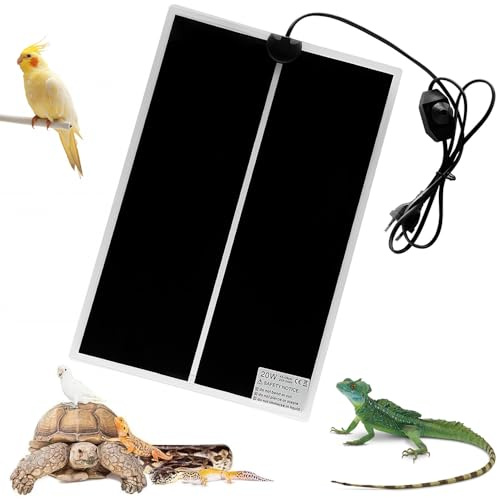 Dhqkqg Terrarium Heizmatte, 42X28CM Reptil Heizmatten mit Thermostat, Terrarium Reptilienheizmatte WäRmematte, 20w Einstellbar WäRmematte mit Temperaturregelung, für Reptilien Schildkröte (20 W)