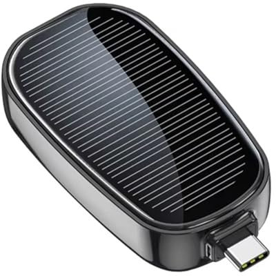 Asyduey Power Bank Portatile Solare da 1200 mAh, Caricabatterie di Emergenza per Esterni, Power Bank Mobile Wireless di Tipo C per