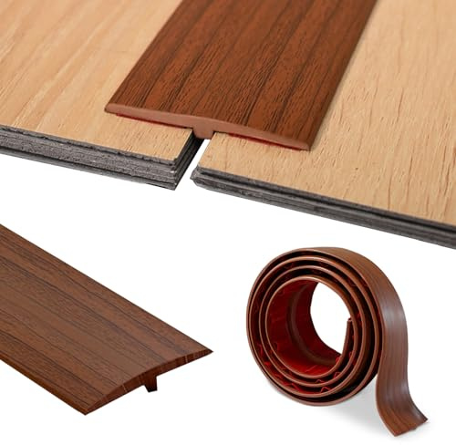 Perfil de transición autoadhesivo, perfil en T, barra de transición 5cm x 100 cm, PVC en forma de T, barra de transición para umbrales de puertas y suelos de conexión de baldosas laminadas