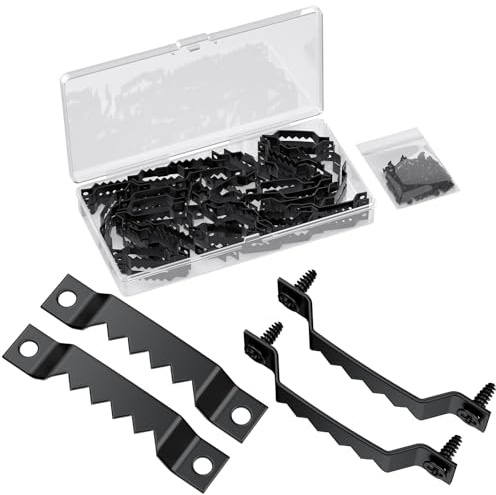Uniclife 50 Piezas Ganchos Dentados para Cuadros con Tornillos Soporte 6.8 KG Gancho Pesados para Pinturas Obras de Arte Relojes Ganchos Pequeños Colgar Cuadros Soporte Marcos Herrajes para Colgar