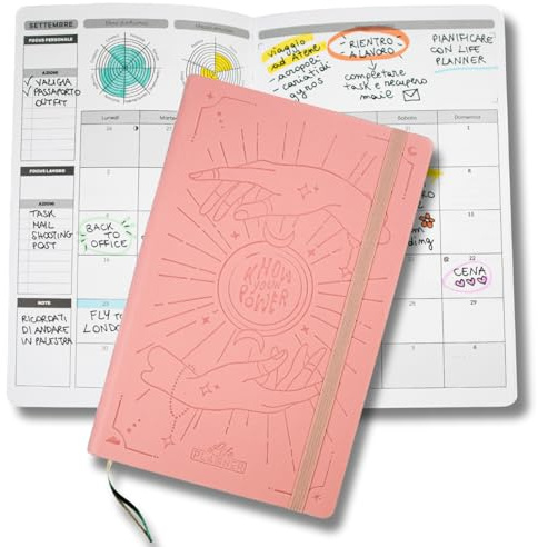 Life Planner, Agenda Motivazionale Made in Italy, Agenda 12 Mesi, da Gennaio a Dicembre 2026, Planner Settimanale e Mensile, Spazi Dedicati a Pensieri e Riflessioni (Know Your Power, Piccola)
