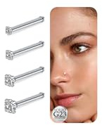 LaurITAMI 4 stycken 20 g näspiercing titan, 1,5 mm 2 mm 2,5 mm 3 mm näspiercing plugg silver L form skruvform rak G23 titan näsbult set CZ näspiercing smycken, 7 mm, Titan
