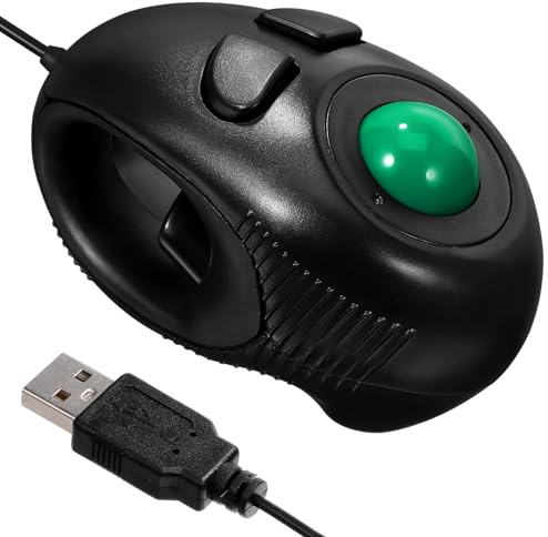 TEHAUX Ratón Trackball USB Mini con Control de Pulgar Botones Plug and Play Diseño Compacto para Ordenador Portátil y Color Negro