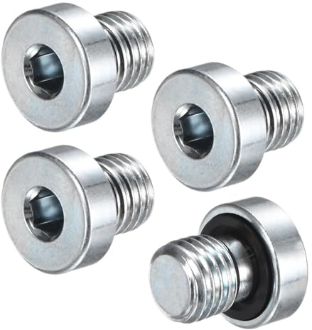 M METERXITY 4-Pack M8x1mm Inner Hex Head Pipe Fitting Plug, Carbon Steel Sensor Socket Plug with Seal O-Ring for Terminate Pipe Ends/High Pressure Washer, Sealing Screw