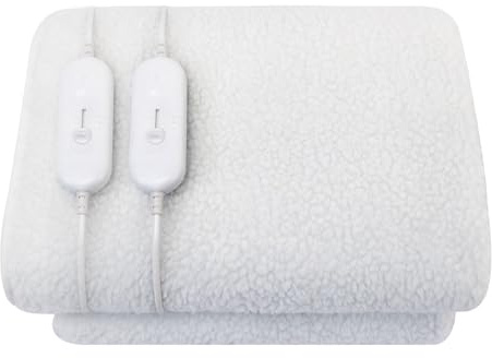 Melchioni Family | Scaldaletto Elettrico Matrimoniale 160x140cm in Lana Sintetica e Poliestere – Coperta Termica con Telecomando 3 Livelli, Lavabile, Protezione Surriscaldamento, 120W