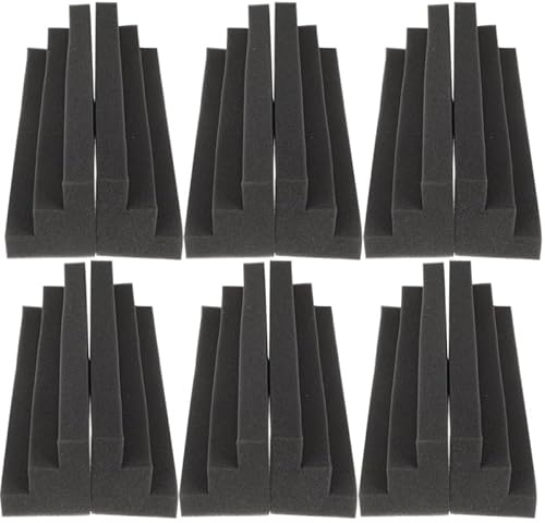 ibasenice 12 piezas Paneles de Espuma Acústica Bass Trap para Insonorización de Pared de Bajos de Alta Densidad Material Ignífugo Negro para Ktv Cine y Estudio de Grabación
