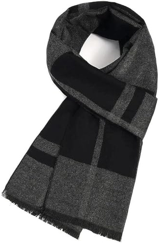AYZDJ AYZDJÉcharpe Longue d'Hiver pour Hommes Écharpe en Mélange Cachemire à Carreaux Douce, Enveloppe Grande et Chaud, Modèle Classique à Carreaux, Complément Parfait pour Ensemble Écharpe et Gants