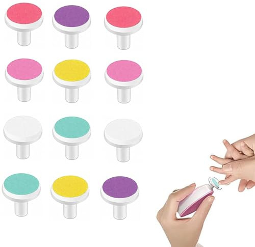 YIPFEN 12 Recambios para Lima Eléctrica de Uñas de Bebé - Accesorios para Cuidado Suave y Seguro de Uñas Infantiles a partir de 12 Meses