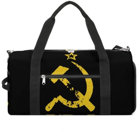 Russian Soviet Flag Hammer and Sickle Sports Gym Bag Lightweight Travel Duffel Bags Weekend Overnight Handbags