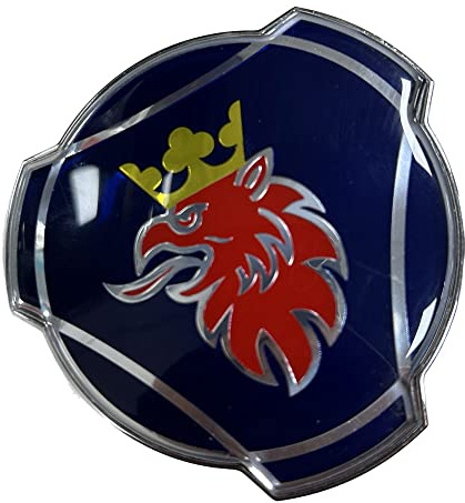 1 pieza para Saab Scania Griffin Placa personalizada para camiones Logo 80 mm ABS Parrilla de radiador del capó del coche (Azul)