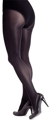 LORES Collant da donna satinati 100 denari spessore lucido look pieno opaco calze a compressione senza pressione Lucido, nero, S