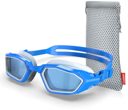 Findway Schwimmbrille für Herren Damen Erwachsene, Polarisiert Schwimmbrille Jugendliche, Anti-Beschlag UV-Schutz Wasserdicht Klare Sicht Einfach Einzustellen mit Austauschbare Nasensteg