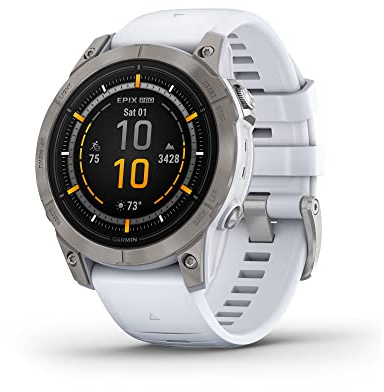 Garmin epix Pro (Gen 2) Sapphire Edition, 47mm, High Performance Smartwatch, Advanced Drive Technology, Built-in Flashlight, White Stone