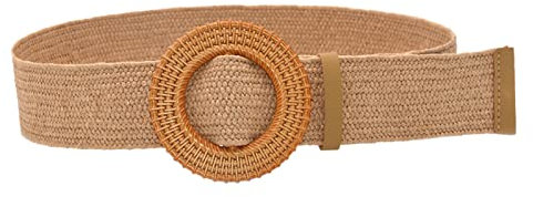 Elastischer Stoffgürtel für Damen Herren Breite Damen Gürtel gewebte elastische Stretch breite Taillengürtel für Kleider mit Schnalle Gelbe Unsichtbar Elastischer Gürtel mit Flacher Schnalle