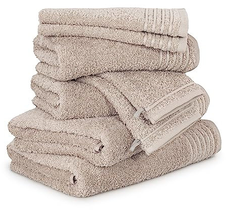 Möve Handtuchset New Classic 8-TLG Handtücher - 2X 20x15 cm + 2X 30x50 cm + 2X 50x100 cm + 2X 67x140 cm, 100% Baumwolle, Cashmere
