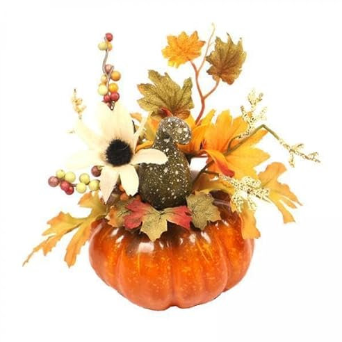 MagiDeal 2x Centrotavola Da Tavolo Ornamentale con Ghirlande Autunnali di Foglie di Acero E Zucca Artificiale per Ufficio