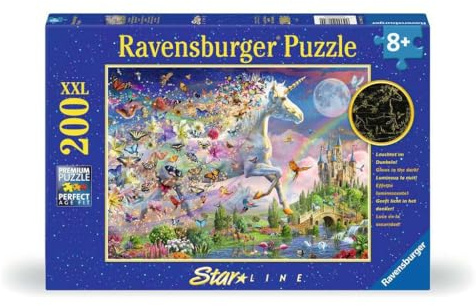 Ravensburger Kinderpuzzle - 12000872 Leuchtendes Schmetterlingseinhorn - 200 Teile XXL Puzzle für Kinder ab 8 Jahren, Leuchtet im Dunkeln