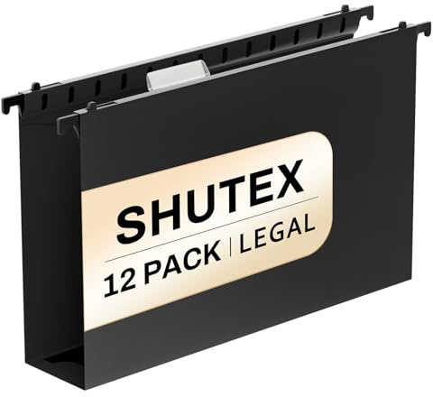 Shutex Carpetas colgantes de plástico de tamaño legal de capacidad extra, paquete de 12 carpetas colgantes reforzadas de tamaño legal con expansión resistente de 2 pulgadas, carpetas de archivador,