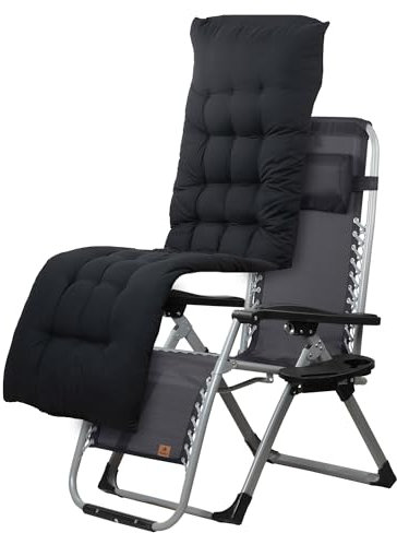 CampFeuer Sonnenliege mit Getränkehalter und Polster | Anthrazit | Campingliege, Liegestuhl, Relaxliege | Gartenliege mit Getränkehalter, Angelliege, Strandliege verstellbar, Klappliege