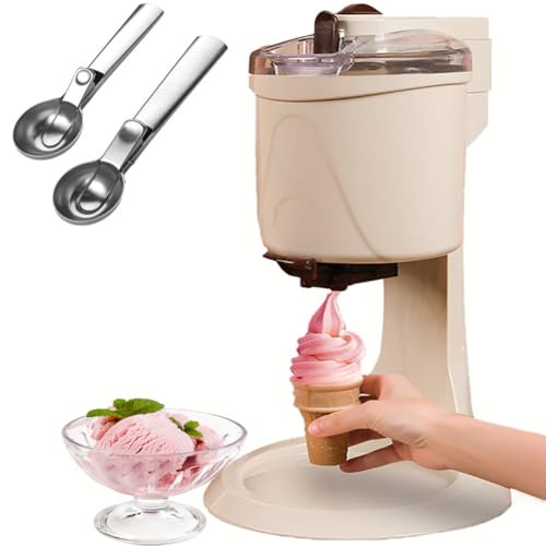 Machine à crème glacée Molle, Machine de Fabrication de crème glacée Molle Automatique Domestique 1000 ML, Machine à crème glacée au Cornet de Yaourt de Dessert aux Fruits 20 W avec 2 cuillères