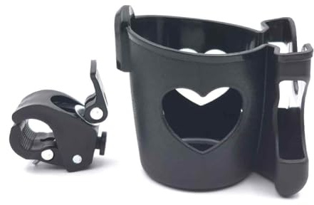 Cup Holder for Handcartcup with Phone Holder, 360 Degrees Rotation Bike Cup Holder for Walker, Wheelchair, Scooter (Black)