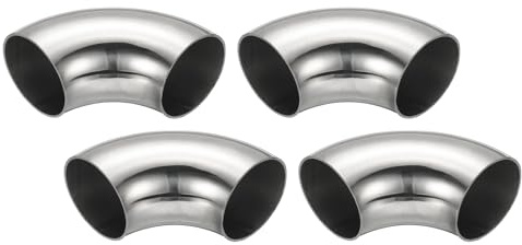 PATIKIL 4 Pezzi Gomitolo A 90 Gradi Mandrino Curva Diametro Esterno 48mm Acciaio Gomito Di Scarico Connettore Tubazione Di Scarico Acciaio Inossidabile 304 Per Tubo Di Scarico Corrimano