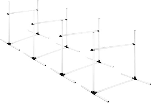 FIVMEN 4X Agility Set Hunde Slalomstangen Hund Training Set Höhenverstellbar Kunststoff Hürdenset Hobby Horse Hindernisse mit Transporttasche für Hundetraining Hundesport, Weiß
