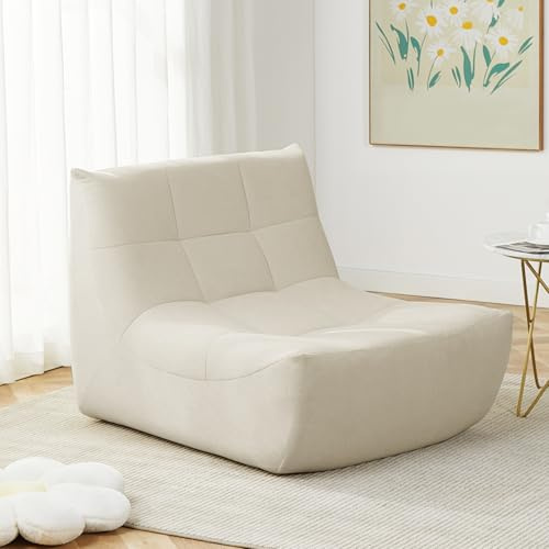 EUGAD Bodensofa, Bodenstuhl mit Rückenlehne, Lesesessel bequem, für Wohnzimmer Schlafzimmer Balkon, 98 x 73 x 84 cm, Beige