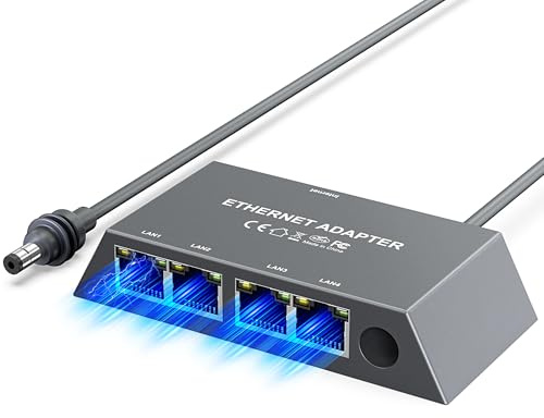 Multi Ports Starlink Gen 3/ Starlink Mini Ethernet Adapter for Wired External Network, 4 Ports Starlink Ethernet Adapter 1 to 4 [4 Devices Networked Simultaneously] - Up to 1 Gbps
