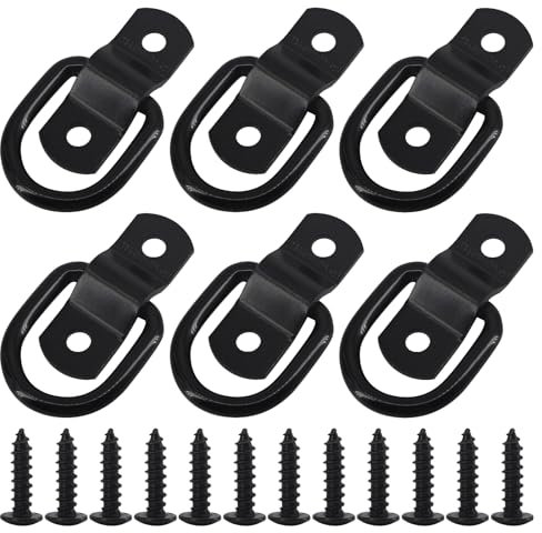 Anelli di ancoraggio resistenti da 1/4 in acciaio inox con anello a D (capacità 1088,6 kg) – con viti di montaggio per camion, rimorchi, camper, barche, magazzini – anelli di ancoraggio per montaggio
