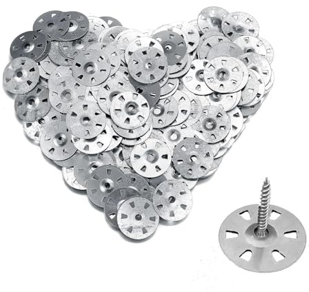100 PCS rondelles Easy Fix en acier inoxydable, 35mm isolation carrelage support rondelles métalliques joints de clous pour plâtre plaque extrudée isolation panneau thermique panneaux de support