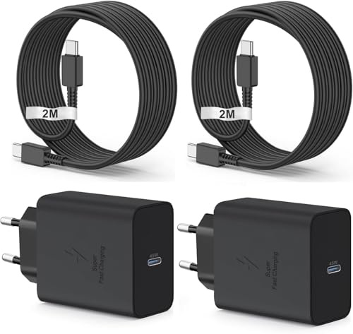 45W USB C Schnellladegerät Ladekabel für Samsung Galaxy S26 S25 S24 S23 S22 S21 Ultra S20 A56 A55 A54 A53 A52 A51 A34 A33 A16,Tab,Fast Charger mit Schnellladekabel, Ladegerät Netzteil Kabel 2M,2-Pack