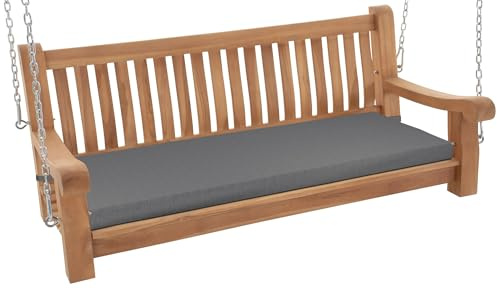 CLP Banc à Bascule résistant aux intempéries Joyce, Coussin Inclus, Robuste Teck Massif, accoudoirs et chaînes, pour terrasse et Balcon, Couleur:Gris foncé, Taille:136x48x8 cm