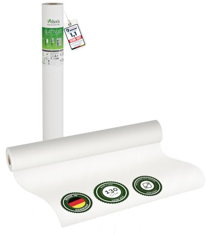 Veluxis® Vlies mural Premium – toile lisse recouvrable, anti-fissures et stable, idéale comme sous-couche avant peinture (blanc, 25,00 m x 1,00 m – 130 g/m²)