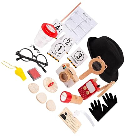 QUXVUIS Kit scientifique STEM comprenant une loupe, un cahier et un costume de détective avec accessoires pour enfants. Idéal pour le camping, la randonnée et les activités de plein air. Développe la