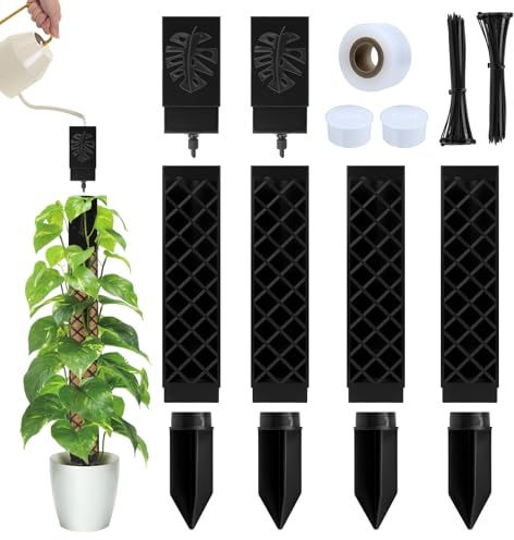 Tutor de Plantas Trepadoras sobre Estaca,4 Piezas x 24.5+15+11.5cm/113 cm,Moss Pole,Varillas de Musgo para Plantas Trepadoras con Ayuda para Riego