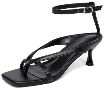 MGGMOKAY Chanclas para mujer con tacón de gatito y correa de tobillo, sandalias cuadradas de encaje para ocio y fiesta