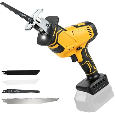 Sierra de sable inalámbrica compatible con baterías DEWALT 18V/20V, 2700 rpm, motor sin escobillas, velocidad variable, 4 hojas de sierra para madera (hasta 180 mm) y metal (hasta 20 mm) (solo
