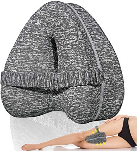 Coussin de genoux Cozy BoSpin,Oreiller compensé en mousse à mémoire de forme, douleurs aux genoux, douleurs articulaires et grossesse Coussin de jambe pour dormir sur les côtés (gris)